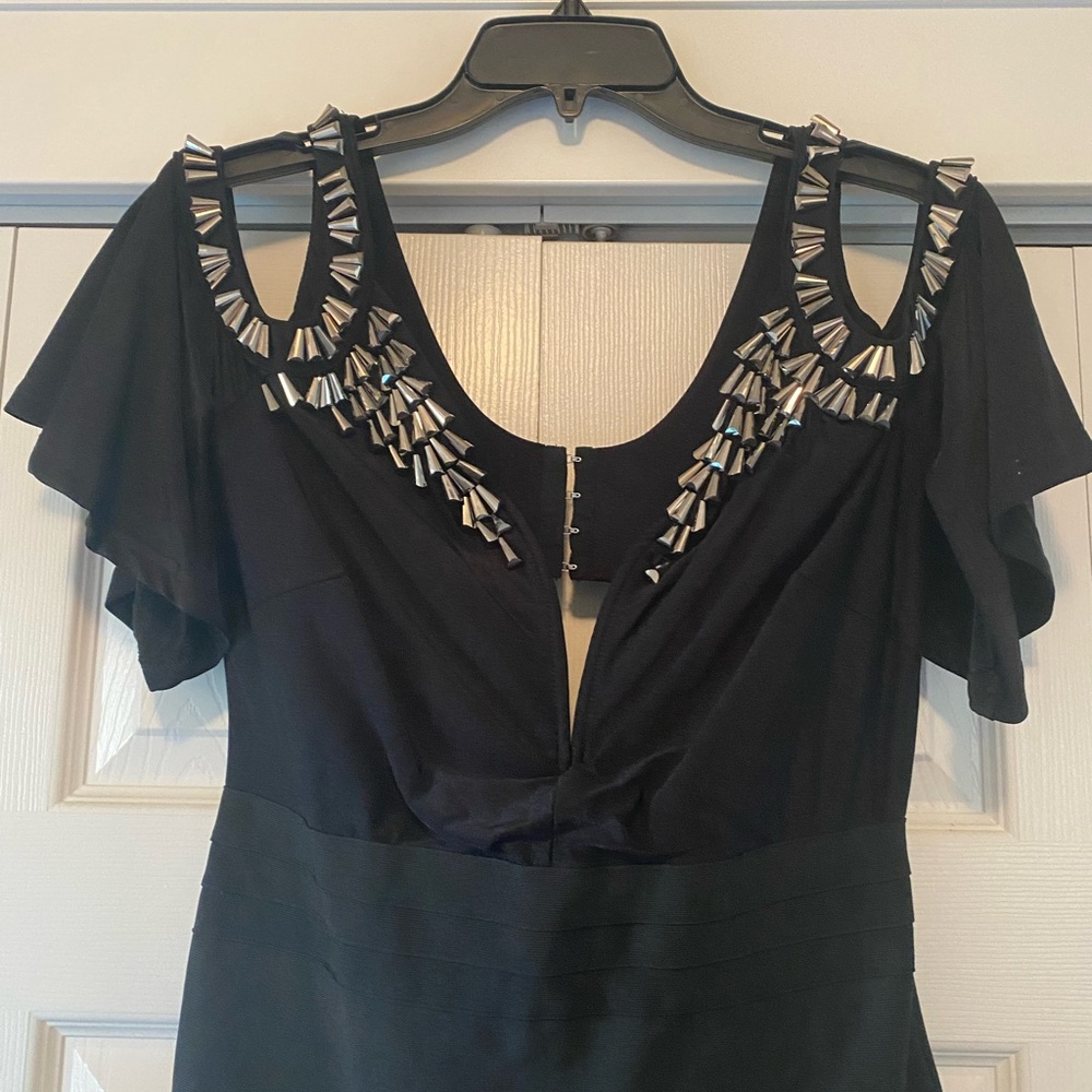 Elegant Black Mini Dress with Embellished Details